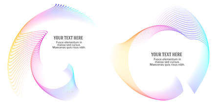 Design elements. Wave of many glittering lines. Abstract glow wavy stripes on white background isolated. Creative line art. Vector illustration EPS 10. Colourful waves with lines created using Blendのイラスト素材
