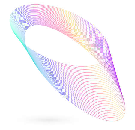 Design elements. Wave of many glittering lines. Abstract glow wavy stripes on white background isolated. Creative line art. Vector illustration EPS 10. Colourful waves with lines created using Blendのイラスト素材
