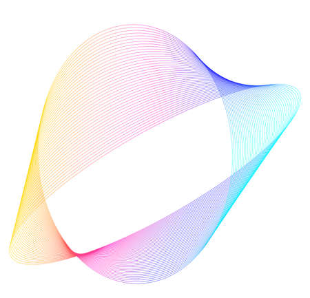 Design elements. Wave of many glittering lines. Abstract glow wavy stripes on white background isolated. Creative line art. Vector illustration EPS 10. Colourful waves with lines created using Blendのイラスト素材