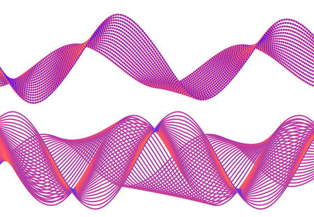 Design elements. Wave of many glittering lines. Abstract glow wavy stripes on white background isolated. Creative line art. Vector illustration EPS 10. Colourful waves with lines created using Blendのイラスト素材
