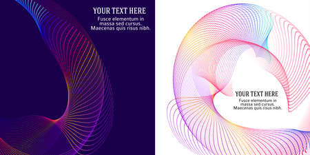 Design elements. Wave of many glittering lines. Abstract glow wavy stripes on white background isolated. Creative line art. Vector illustration EPS 10. Colourful waves with lines created using Blendのイラスト素材
