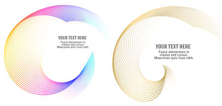 Design elements. Wave of many glittering lines. Abstract glow wavy stripes on white background isolated. Creative line art. Vector illustration EPS 10. Colourful waves with lines created using Blendのイラスト素材