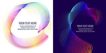 Design elements. Wave of many glittering lines. Abstract glow wavy stripes on white background isolated. Creative line art. Vector illustration EPS 10. Colourful waves with lines created using Blendのイラスト素材