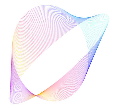 Design elements. Wave of many glittering lines. Abstract glow wavy stripes on white background isolated. Creative line art. Vector illustration EPS 10. Colourful waves with lines created using Blendのイラスト素材