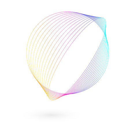 Design elements. Wave of many glittering lines. Abstract glow wavy stripes on white background isolated. Creative line art. Vector illustration EPS 10. Colourful waves with lines created using Blendのイラスト素材