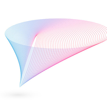 Design elements. Wave of many glittering lines. Abstract glow wavy stripes on white background isolated. Creative line art. Vector illustration EPS 10. Colourful waves with lines created using Blendのイラスト素材