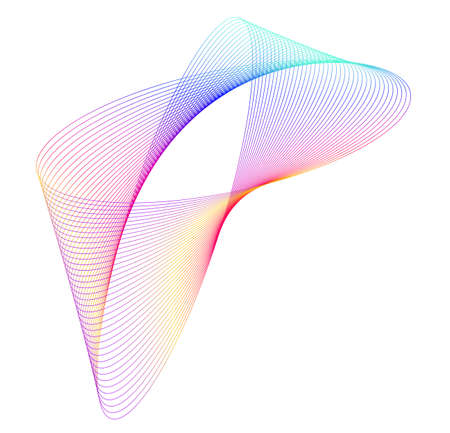 Design elements. Wave of many glittering lines. Abstract glow wavy stripes on white background isolated. Creative line art. Vector illustration EPS 10. Colourful waves with lines created using Blendのイラスト素材