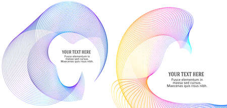Design elements. Wave of many glittering lines. Abstract glow wavy stripes on white background isolated. Creative line art. Vector illustration EPS 10. Colourful waves with lines created using Blendのイラスト素材