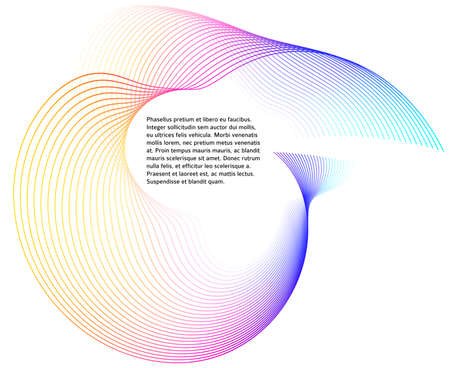 Design elements. Wave of many glittering lines. Abstract glow wavy stripes on white background isolated. Creative line art. Vector illustration EPS 10. Colourful waves with lines created using Blendのイラスト素材