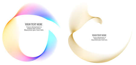 Design elements. Wave of many glittering lines. Abstract glow wavy stripes on white background isolated. Creative line art. Vector illustration EPS 10. Colourful waves with lines created using Blendのイラスト素材