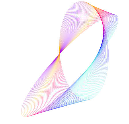 Design elements. Wave of many glittering lines. Abstract glow wavy stripes on white background isolated. Creative line art. Vector illustration EPS 10. Colourful waves with lines created using Blendのイラスト素材