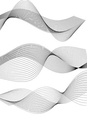 design elements. Wave of many glittering lines. Abstract glow wavy stripes on white background isolated. Vector illustration EPS 10. Glitter waves with lines created using Blend Toolのイラスト素材