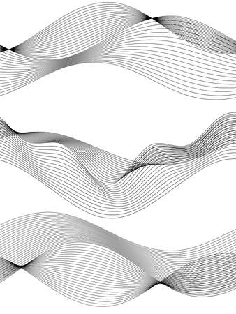 design elements. Wave of many gray lines. Abstract wavy stripes on white background isolated. creative line art. Vector illustration EPS 10. Colorful shiny waves with lines created using Blend Tool.のイラスト素材
