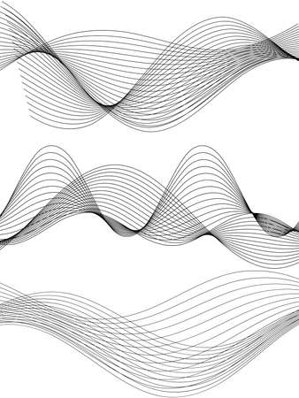 design elements. Wave of many glittering lines. Abstract glow wavy stripes on white background isolated. Vector illustration EPS 10. Glitter waves with lines created using Blend Toolのイラスト素材