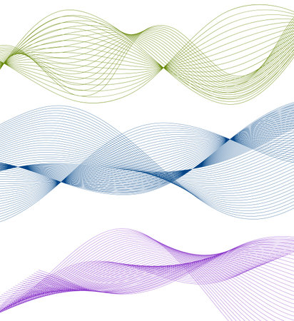 design elements. Wave of many glittering lines. Abstract glow wavy stripes on white background isolated. Vector illustration EPS 10. Glitter waves with lines created using Blend Toolのイラスト素材