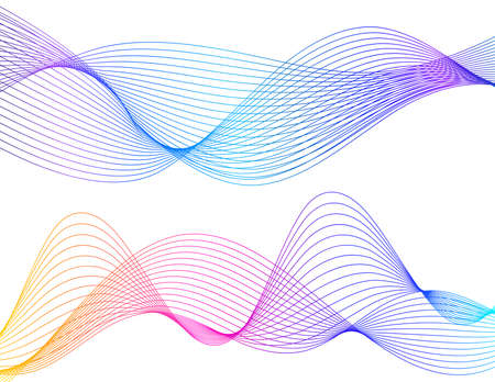 design elements. Wave of many gray lines. Abstract wavy stripes on white background isolated. creative line art. Vector illustration EPS 10. Colorful shiny waves with lines created using Blend Tool.のイラスト素材