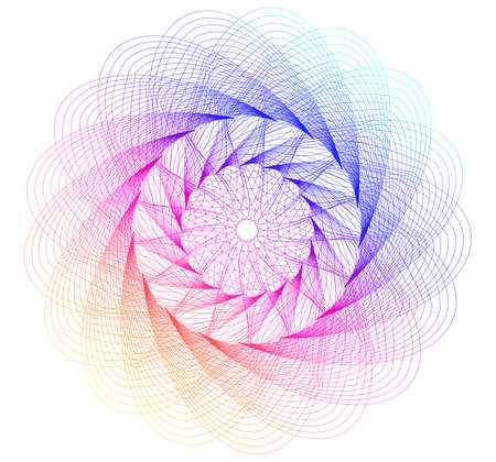 design elements. Wave of many purple lines circle ring. Abstract vertical wavy stripes on white background isolated. Vector illustration EPS 10. Colorful waves with lines created using Blend Toolのイラスト素材