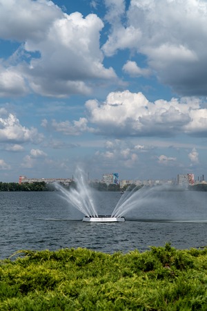 Dnipro, summer, 2019. Fountain on the Dnieper Riverのeditorial素材