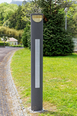 Modern lantern on the road to the restaurant