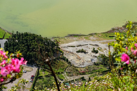 Green lake of furnas Sao Miguel, The Azores Islands, Portugal