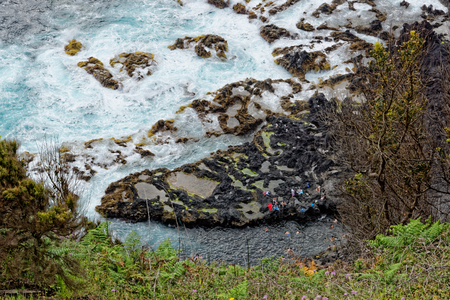 Bathing in the hot Ocean in Azoresの写真素材