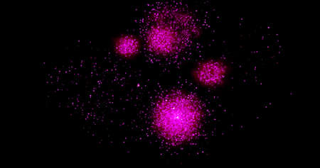 Fireworks explosion spark on a black background 3d rendering Salute sparkle flash in the night sky design wallpaperの写真素材