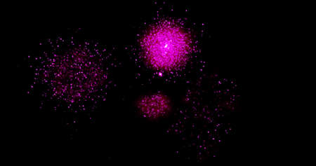 Fireworks explosion spark on a black background 3d rendering Salute sparkle flash in the night sky design wallpaperの写真素材