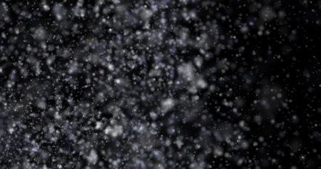 Natural white winter snowfall on a black background 3d rendering Snowstorm magic motion design wallpaperの写真素材