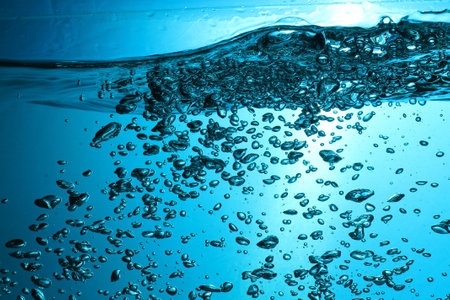 fresh water with underwater bubbles texture background abstract liquid bubbles aqua design wallpaperの写真素材