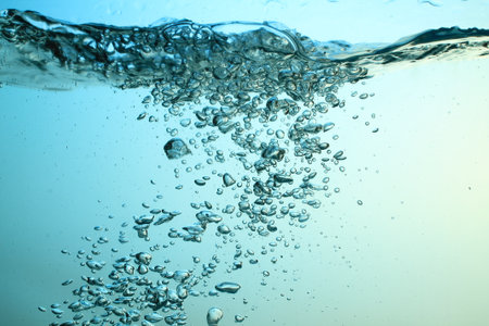 fresh water with underwater bubbles texture background abstract liquid bubbles aqua design wallpaperの写真素材