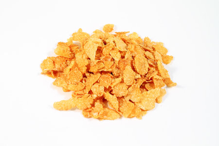Cornflakes isolated on white background. Close up of cornflakes.
