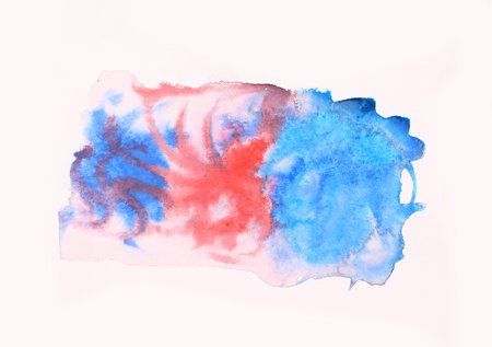 Abstract watercolor hand painted background. Blue, red and purple colors.の写真素材