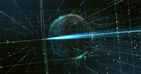 Digital space world 3d data earth background 3d rendering. Cyberspace global data design wallpaper 3d illustrationの写真素材