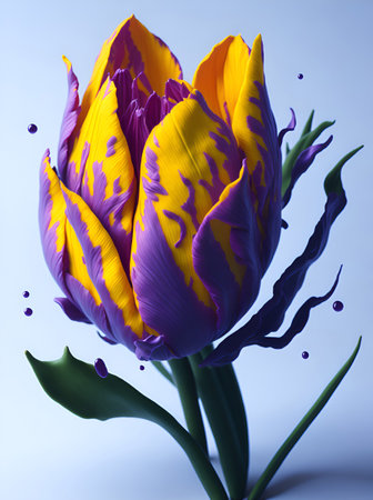 Tulip flower color splash concept. AI generated illustrationの素材