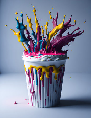 Milkshake color splash. AI generated illustrationの素材