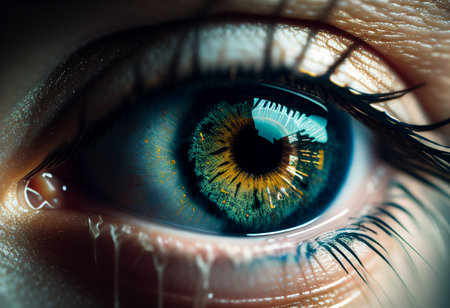 Extreme close up of an eye. AI generated illustrationの素材