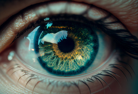 Extreme close up of an eye. AI generated illustrationの素材