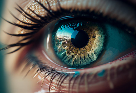 Extreme close up of an eye. AI generated illustrationの素材