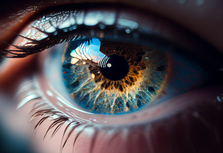 Extreme close up of an eye. AI generated illustrationの素材