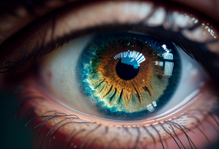 Extreme close up of an eye. AI generated illustrationの素材