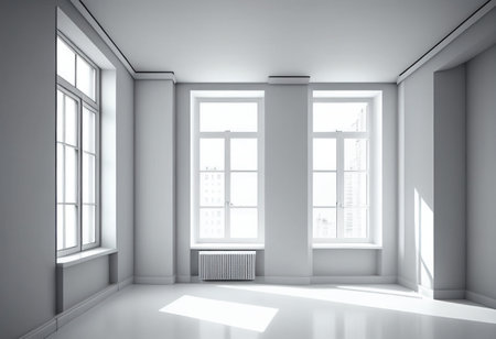 Modern white room design. AI generated illustrationの素材