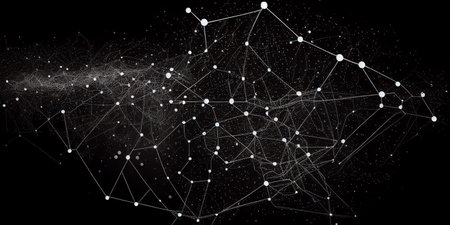 Abstract connected dots and lines. Technology concept. AI generated illustrationの素材