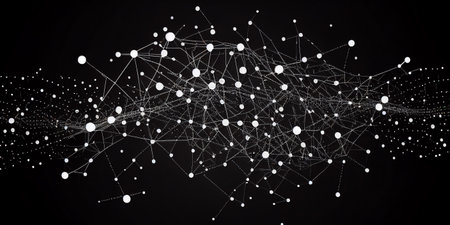 Abstract connected dots and lines. Technology concept. AI generated illustrationの素材