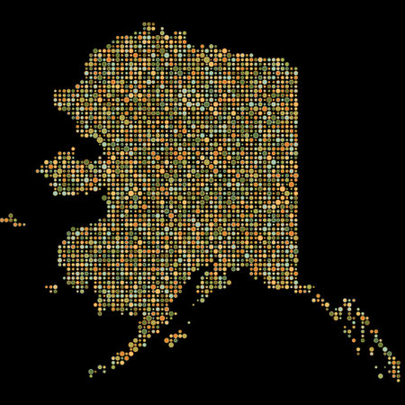 Alaska Map Silhouette Pixelated generative pattern illustrationのイラスト素材