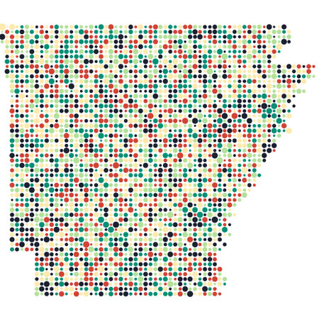 Arkansas Map Silhouette Pixelated generative pattern illustrationのイラスト素材