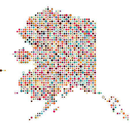 Alaska Map Silhouette Pixelated generative pattern illustrationのイラスト素材