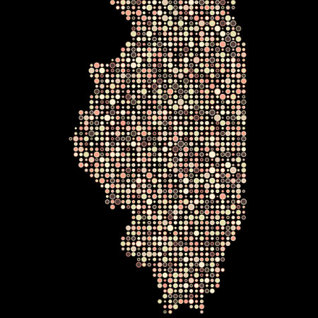 Illinois Map Silhouette Pixelated generative pattern illustrationのイラスト素材