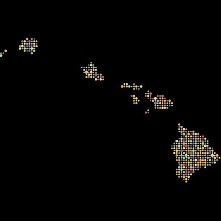 Hawaii Map Silhouette Pixelated generative pattern illustrationのイラスト素材