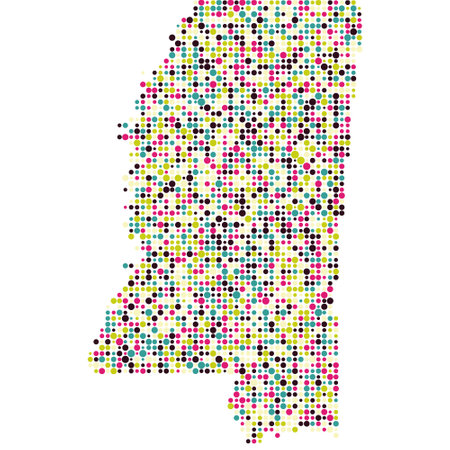Mississippi Map Silhouette Pixelated generative pattern illustrationのイラスト素材