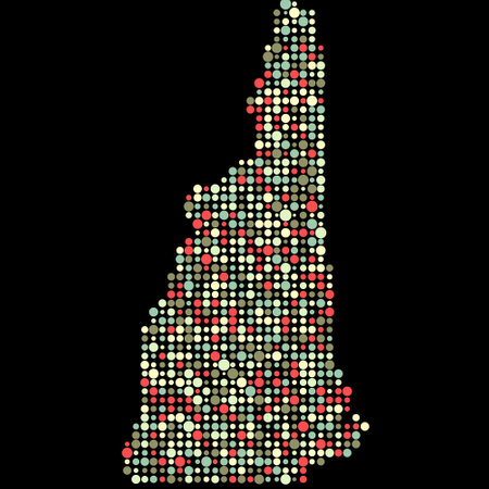 New hampshire Map Silhouette Pixelated generative pattern illustrationのイラスト素材